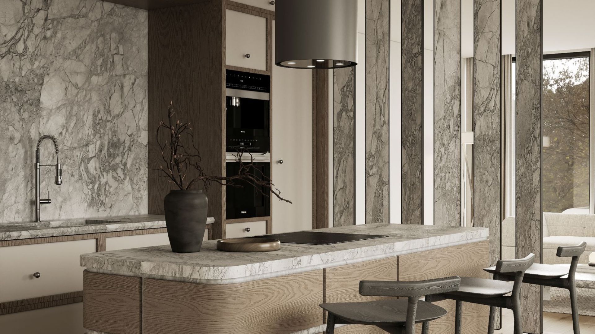 Витяжка острівна Tubo Antracyte - Антрацит - Візуалізації