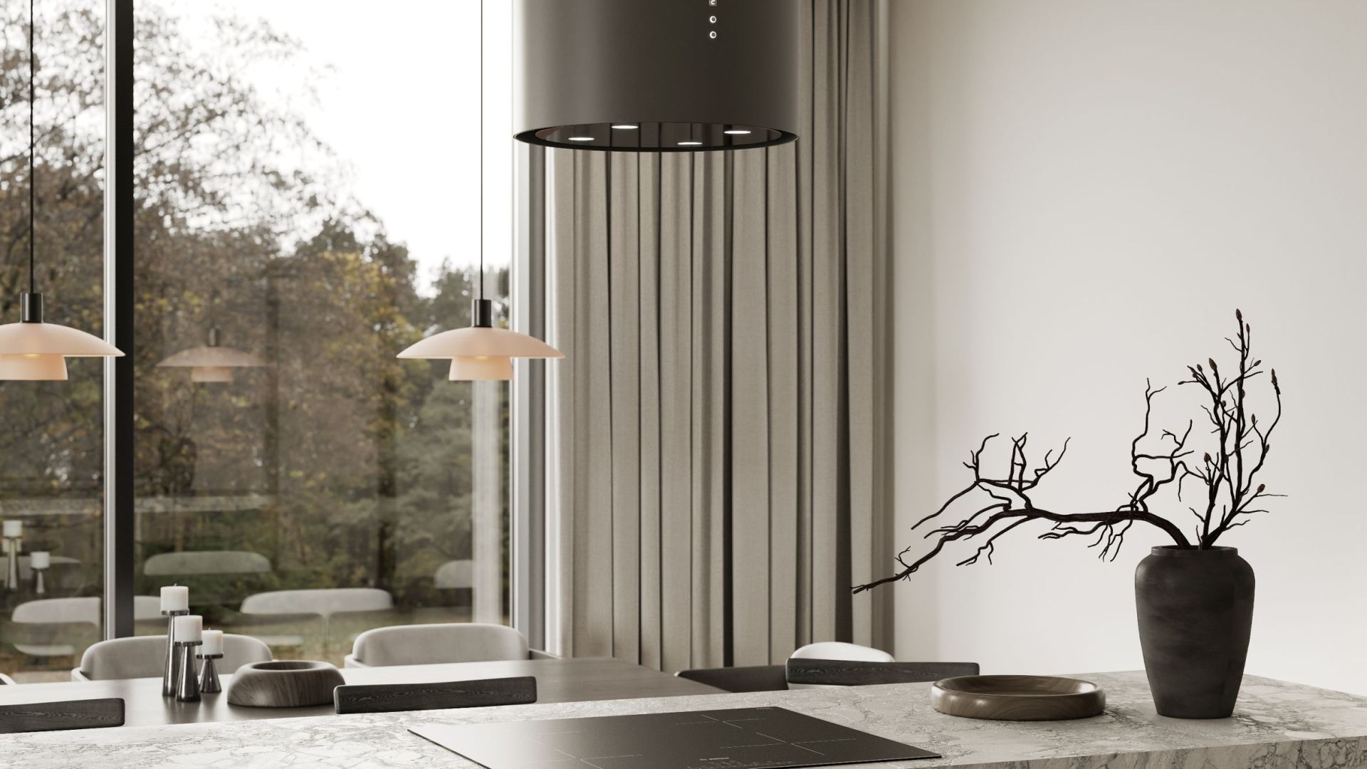 Витяжка острівна Tubo Antracyte - Антрацит - Візуалізації 3