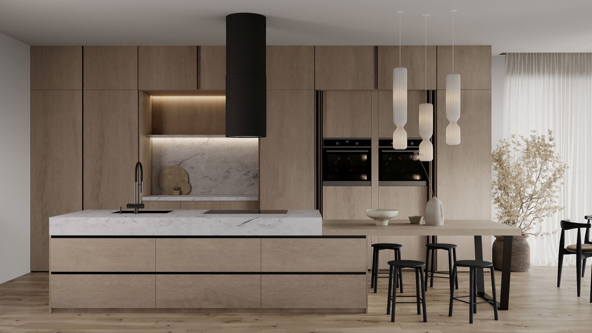 Витяжка острівна Tubo Black Matt Gesture Control - Чорний мат - Візуалізації