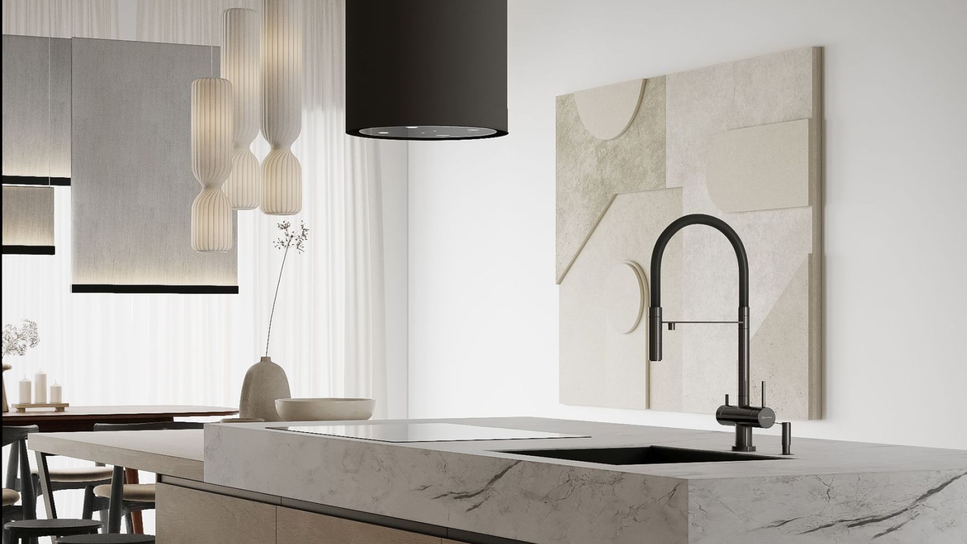 Витяжка острівна Tubo Black Matt Gesture Control - Чорний мат - Візуалізації 2