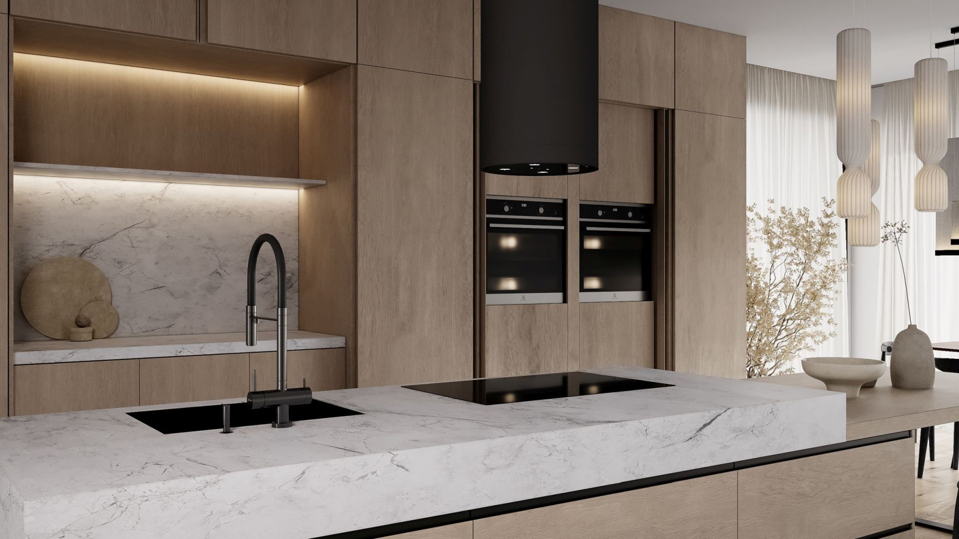 Витяжка острівна Tubo Black Matt Gesture Control - Чорний мат - Візуалізації 4