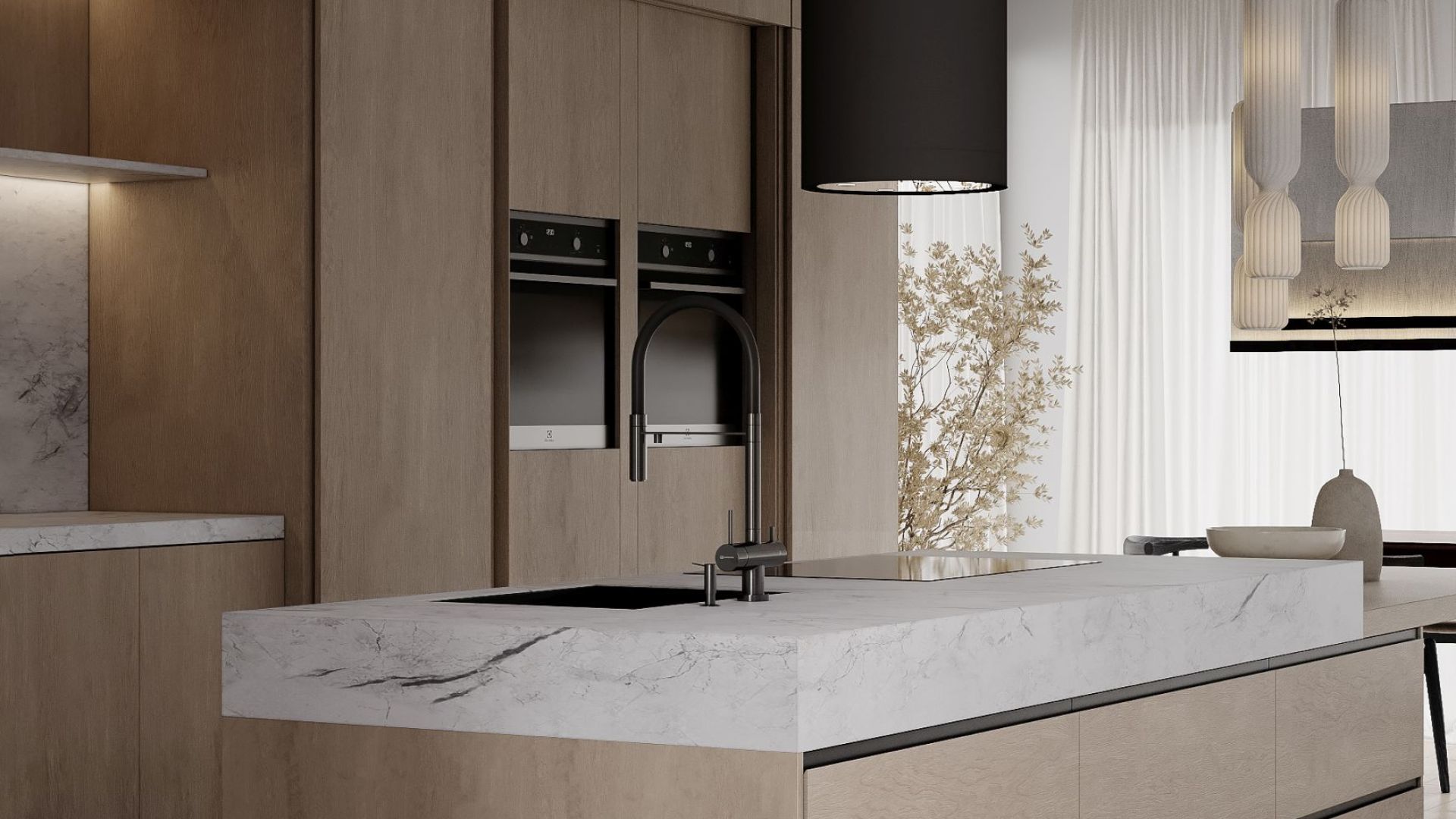 Витяжка острівна Tubo Black Matt Gesture Control - Чорний мат - Візуалізації 7