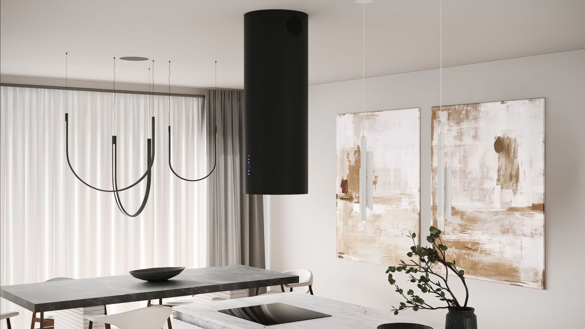 Витяжка острівна Tubo Black Matt - Чорний мат - Візуалізації 3