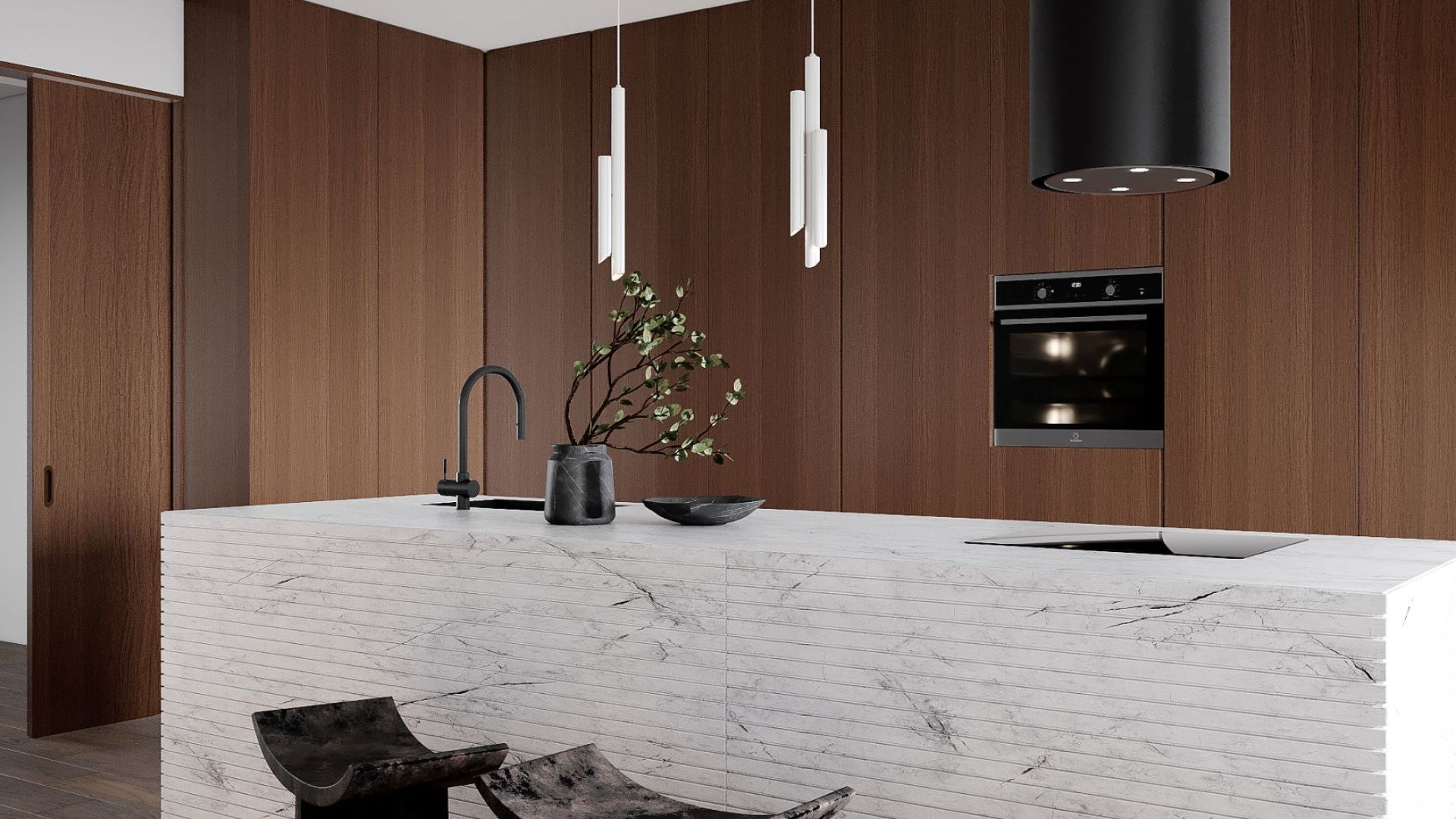 Витяжка острівна Tubo Black Matt - Чорний мат - Візуалізації 7