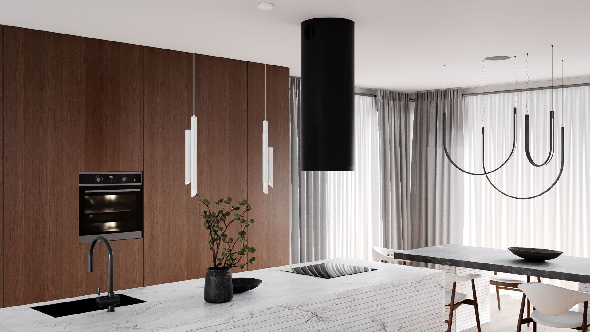 Витяжка острівна Tubo Black Matt - Чорний мат - Візуалізації 8