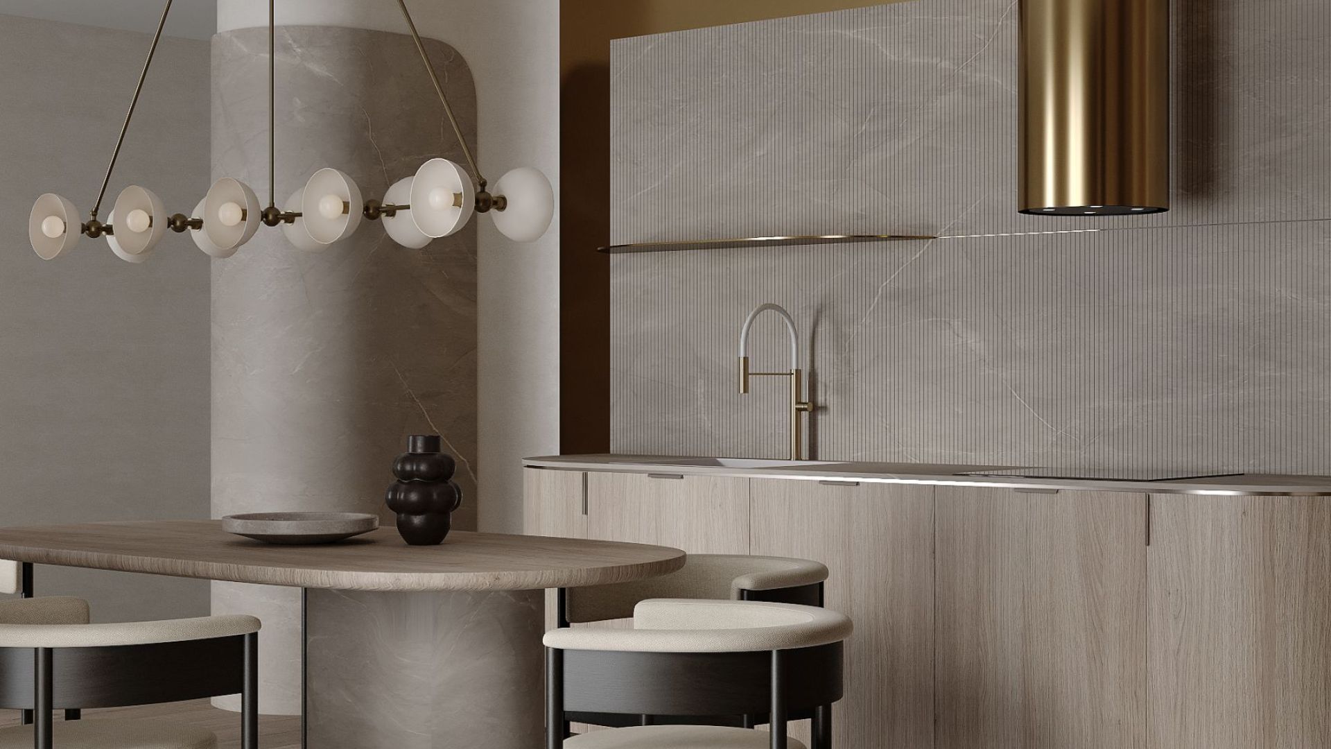 Витяжка острівна Tubo Royal Gold Gesture Control - Золото - Візуалізації 8