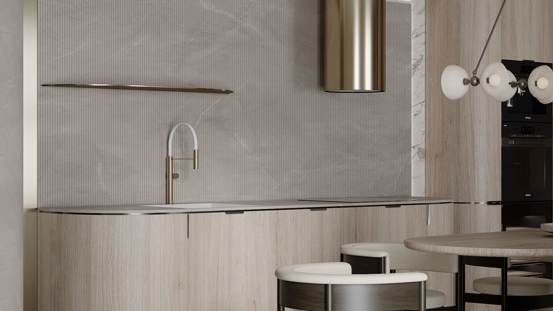 Витяжка острівна Tubo Sterling Gold Gesture Control - Золото - Візуалізації 6