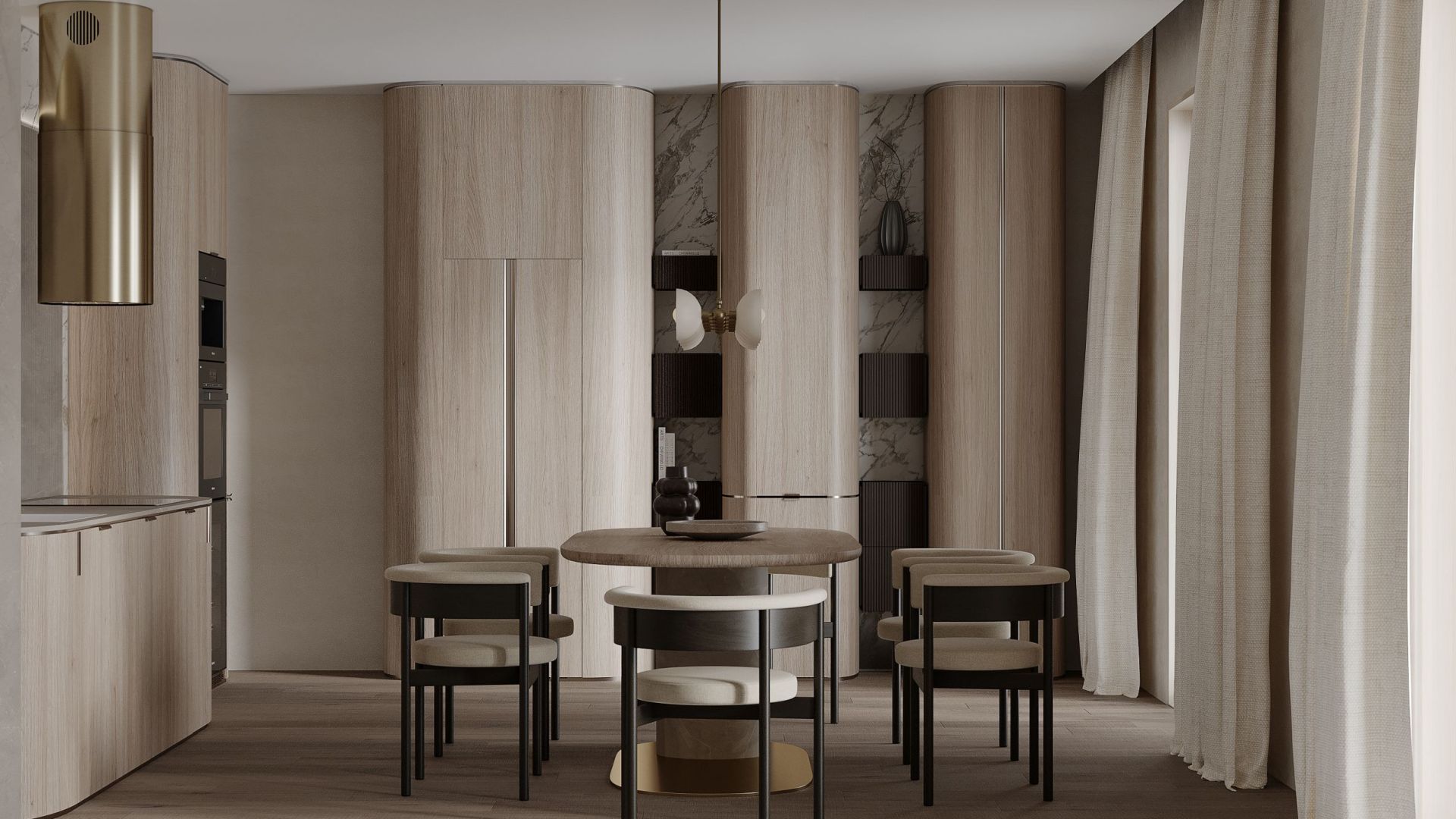 Витяжка острівна Tubo Sterling Gold Gesture Control - Золото - Візуалізації 7