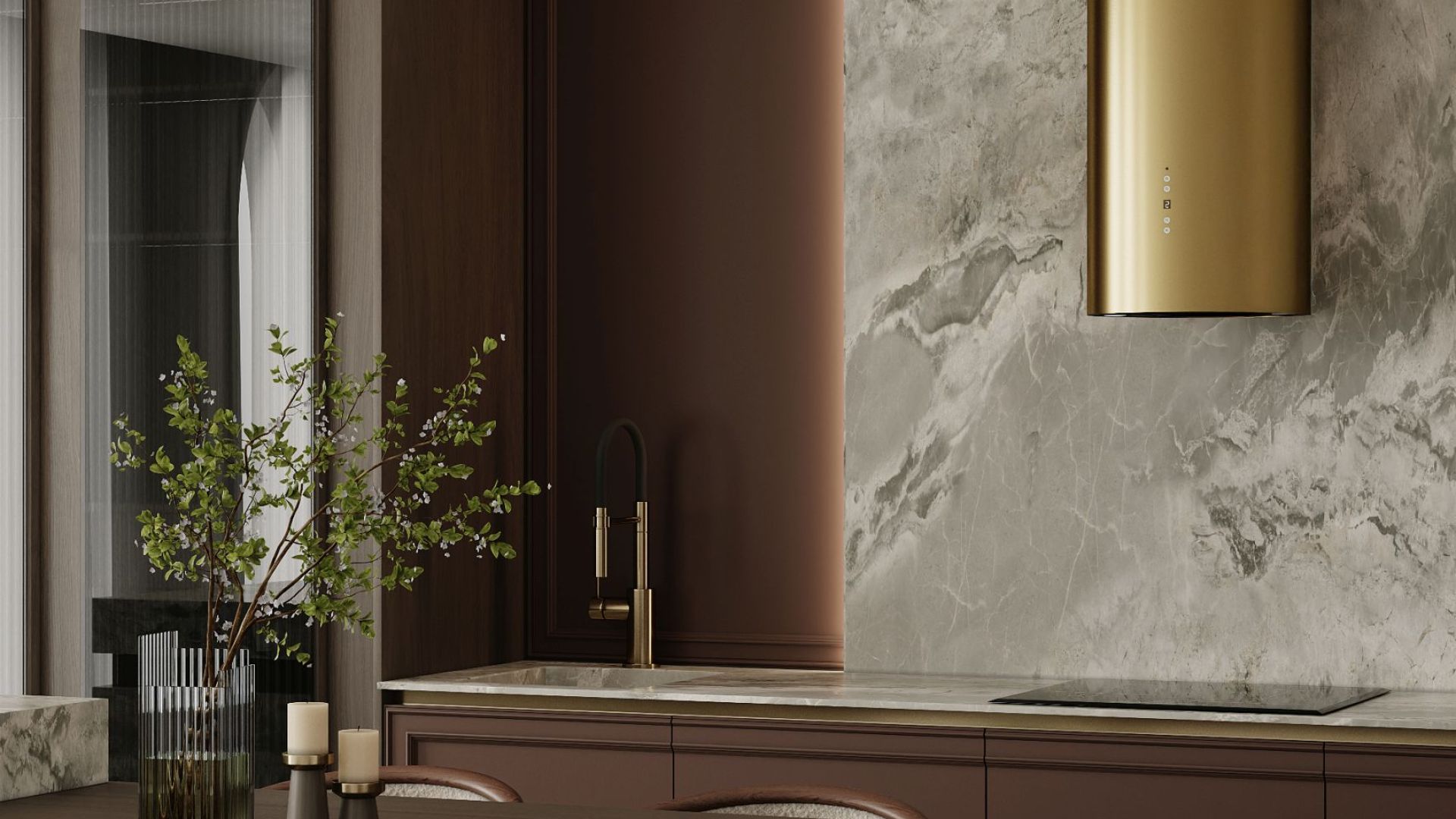 Витяжка пристінна Cylindro OR Gold BLDC - Золото - Візуалізації 3