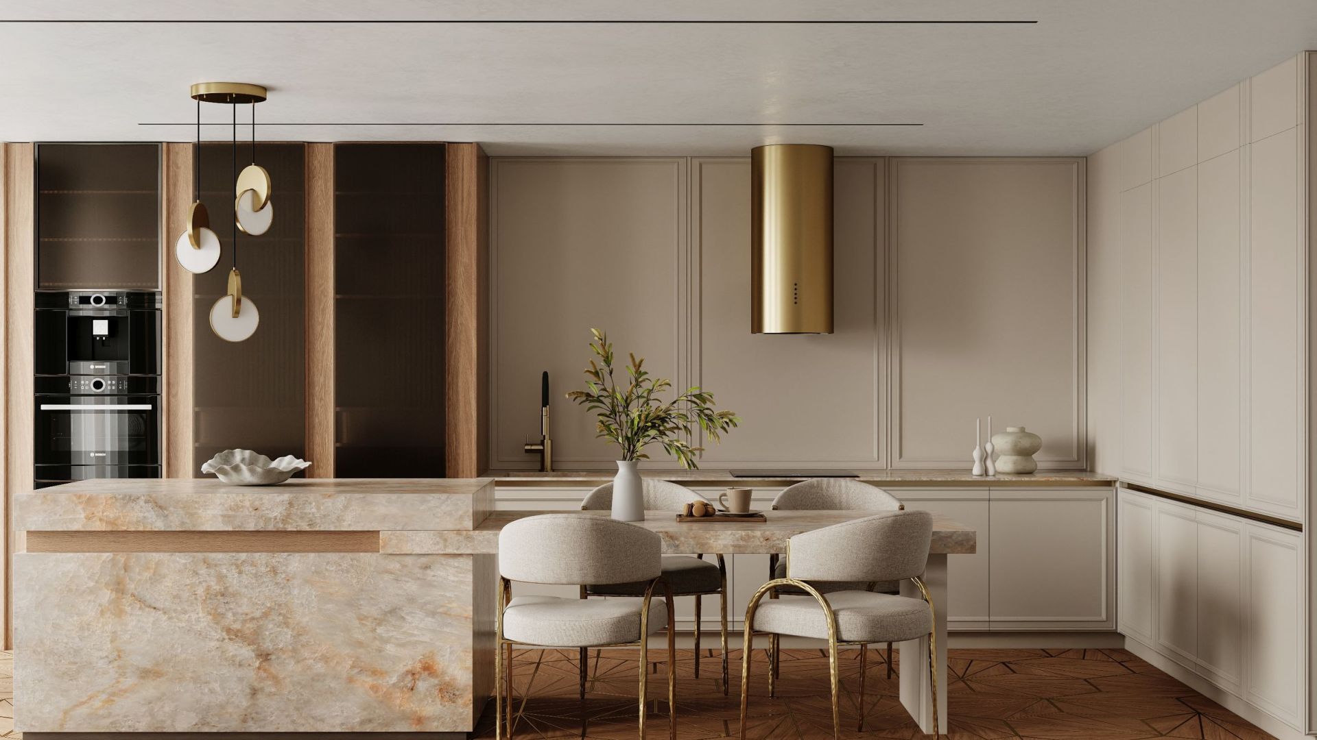 Витяжка пристінна Cylindro OR Eco Gold - Золото - Візуалізації