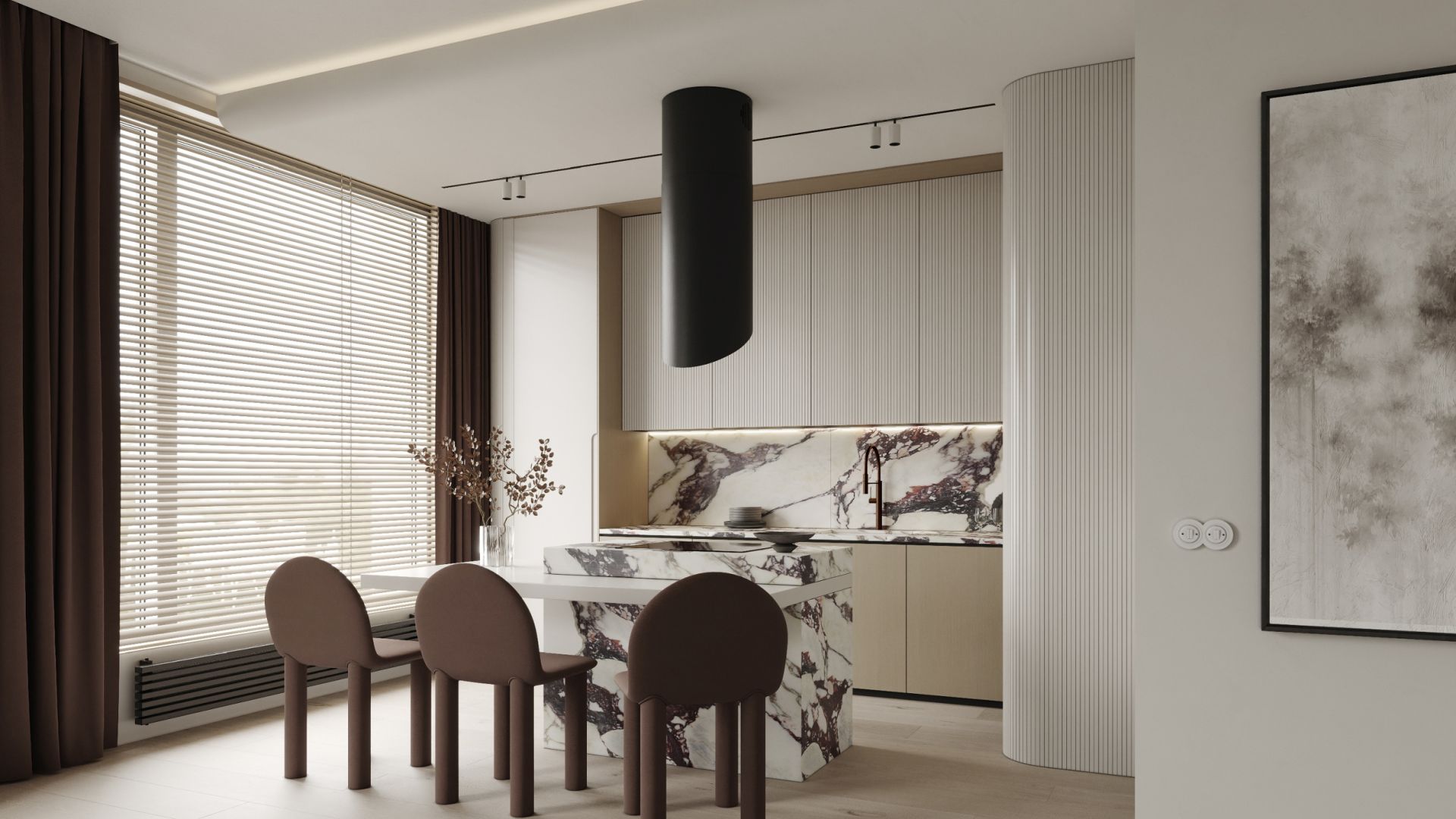Витяжка острівна Hiro Color Black-Copper - Чорний мат/Мідь - Візуалізації 6