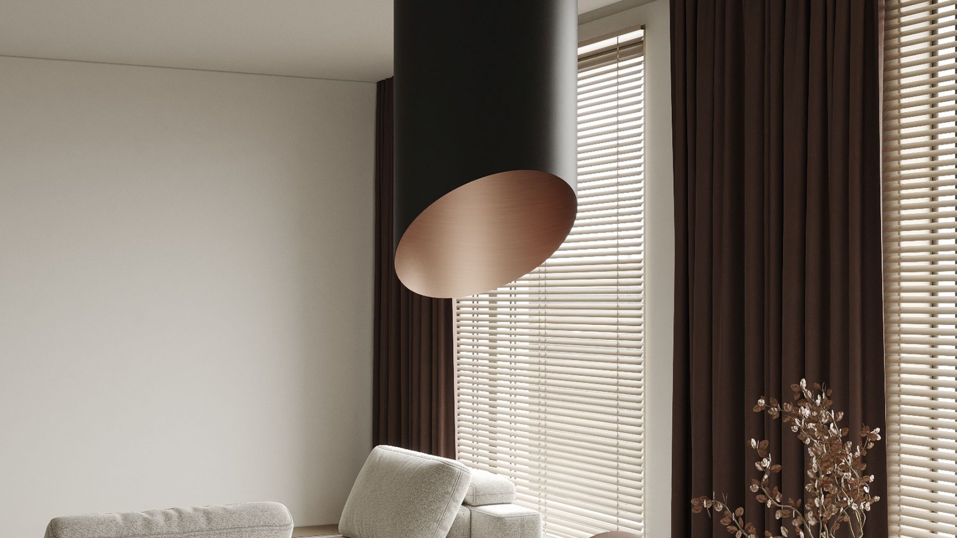Витяжка острівна Hiro Color Black-Copper - Чорний мат/Мідь - Візуалізації 7