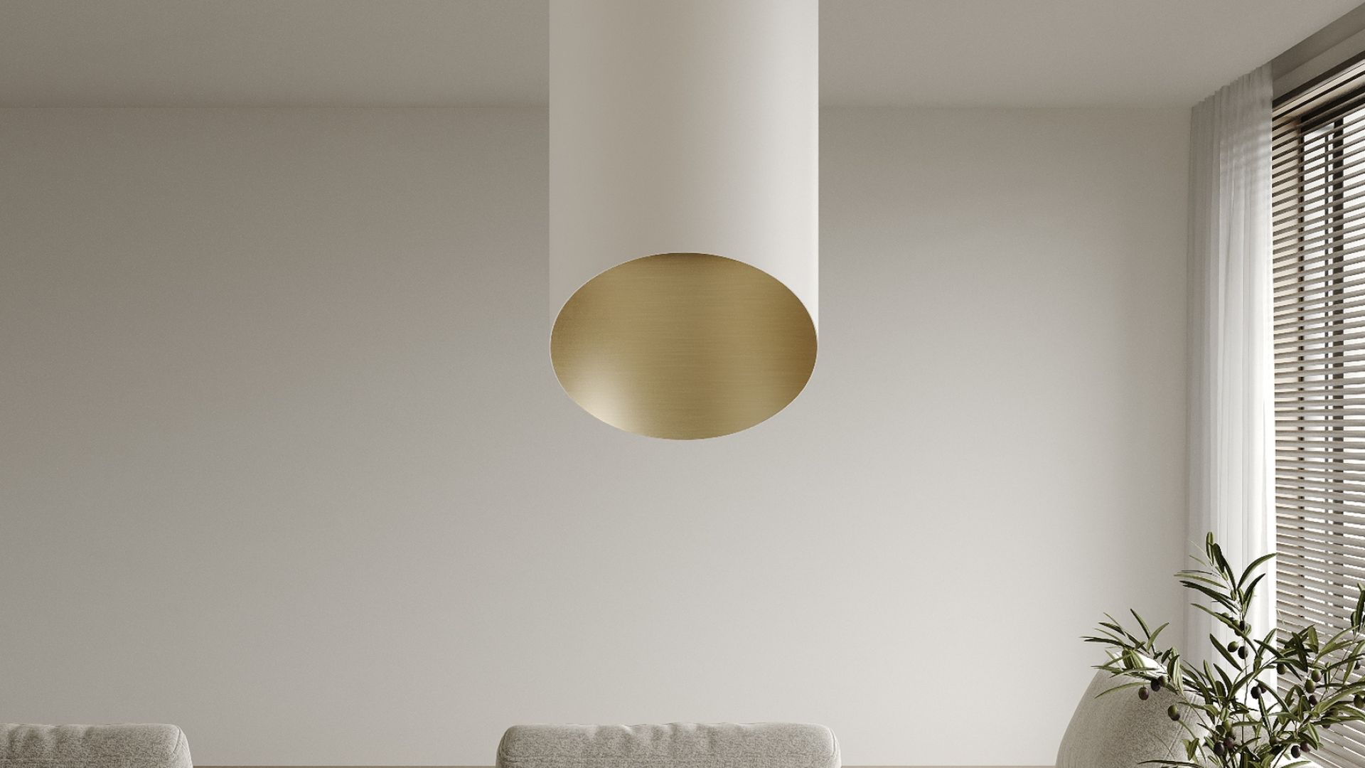 Витяжка острівна Hiro Color White-Gold - Білий мат/Золото - Візуалізації 3