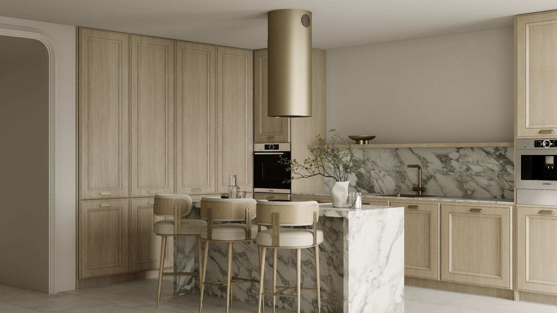 Витяжка острівна Cylindro Eco Gold - Золото - Візуалізації 3