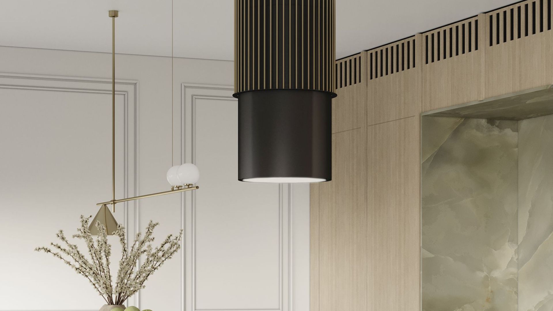 Витяжка острівна Voliera N3 Black-Gold Gesture Control - Чорний мат - Візуалізації 3