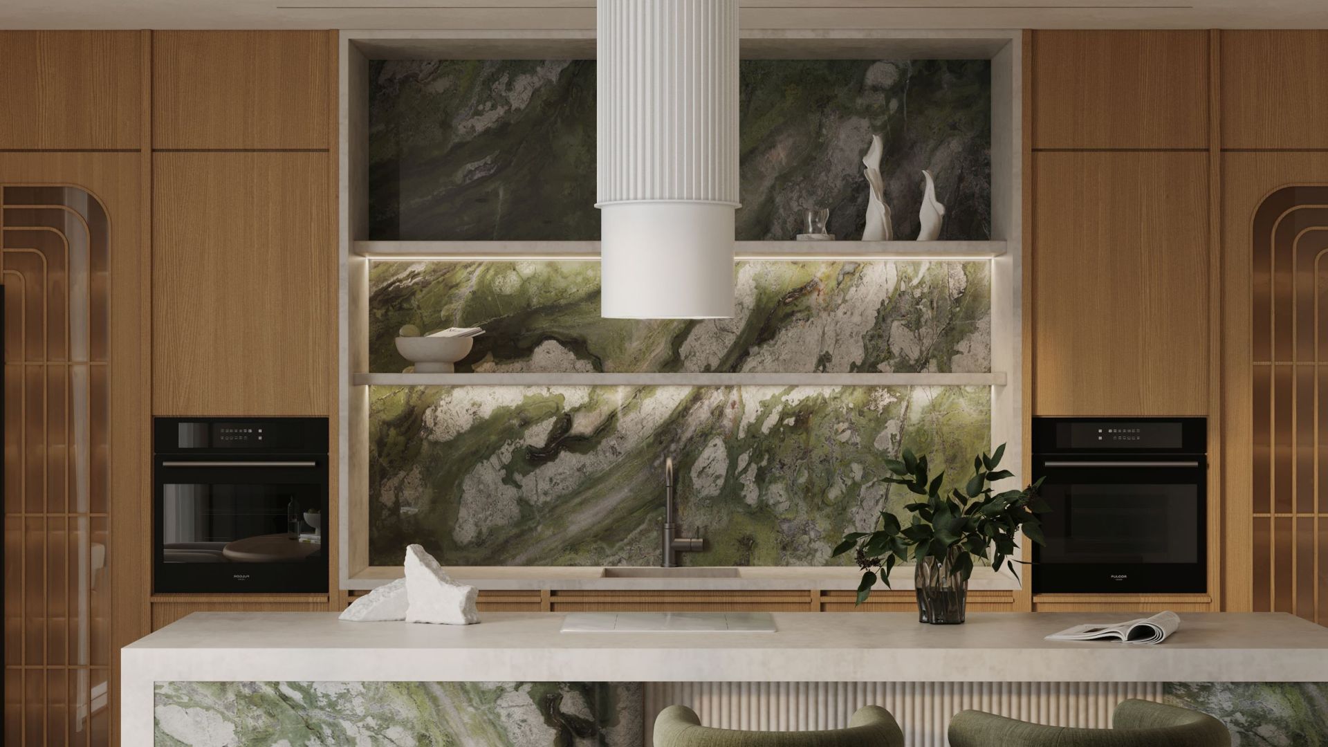 Витяжка острівна Voliera N3 White Gesture Control - Білий матовий - Візуалізації 3